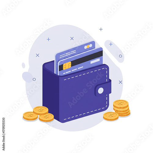 Wallet with Credit Cards and Coins: Finance, Banking, and Payment Concept