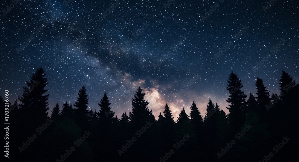 Fototapeta premium Night sky over forest