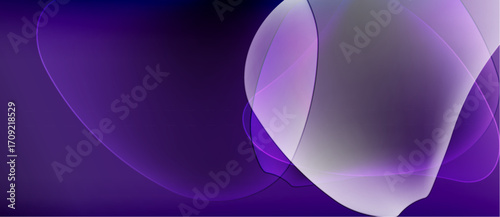 Abstract purple shapes blend, creating soft flowing forms. Light gradients suggest depth, texture, modern design.