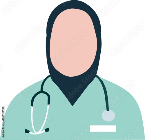 green female hospital employee icon with a stethoscope.esp