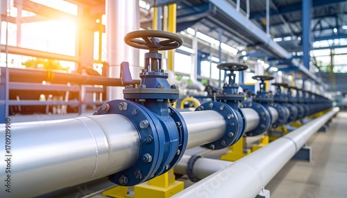 Industrial Piping System with Valves