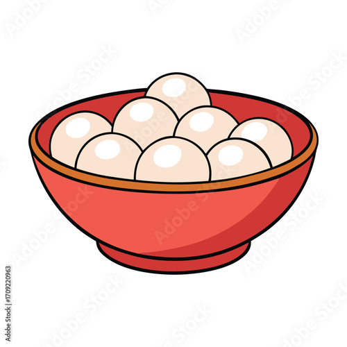 A cozy bowl of sweet tangyuan, glistening in syrup, soft and chewy, perfect for warming the heart and celebrating traditions with every delightful bite.
