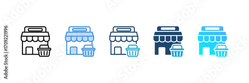 Retailer icon set multiple style collection