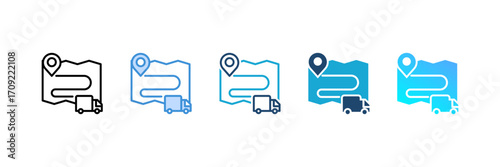Logistics icon set multiple style collection