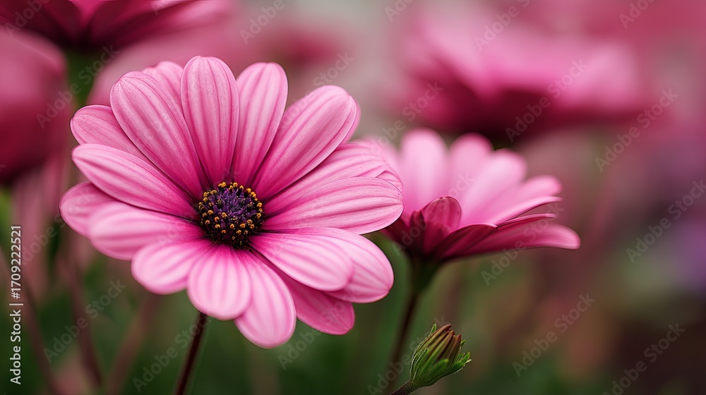 Obraz premium Close-up of vibrant pink flowers. Soft focus on petals