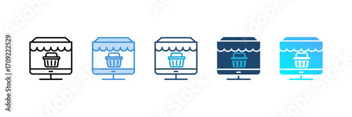 Online Store icon set multiple style collection