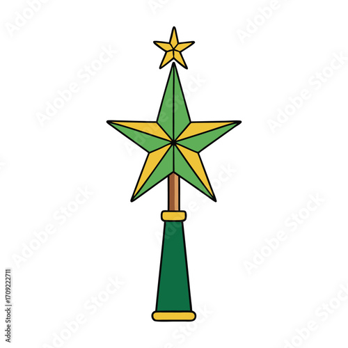 A tree-topper is the crowning decoration placed at the peak of a Christmas tree, often shaped like a star, angel, or ornament, symbolizing joy and holiday spirit.
