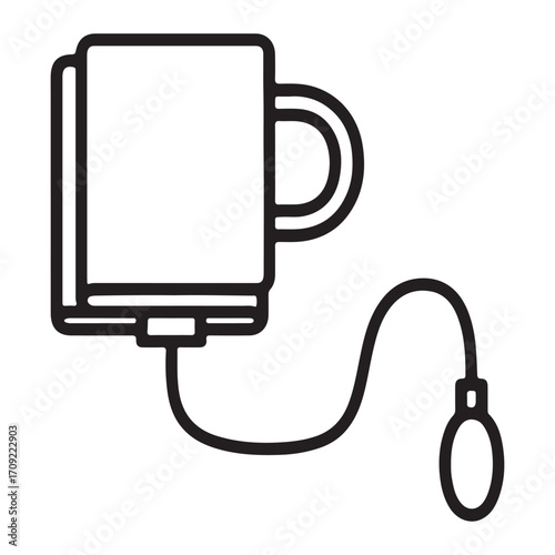 Blood Pressure Cuff Silhouette Minimal Medical Equipment Vector with Tubing and Bulb
