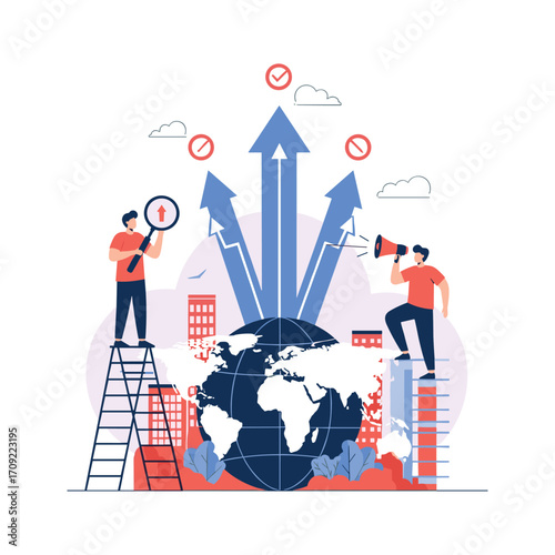 Global business strategy and growth planning for future success.