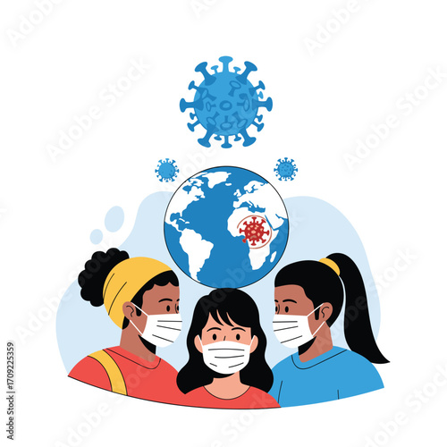Global health awareness about virus pandemic spread protecting people's lives.