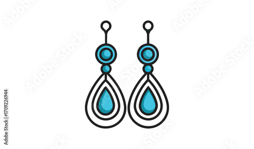 Elegant teardrop blue gemstone dangle earrings illustration