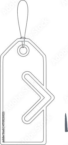 Vector art of price tag with arrow in a store aisle