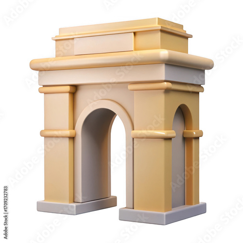 Majestic monumental archway architectural design landmark symbolizing heritage and grandeur isolated on transparent background