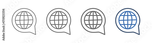 
outline icon set language with globe and conversation design