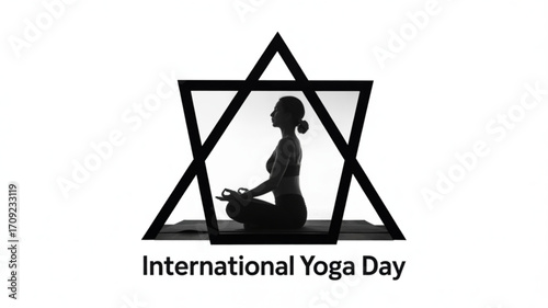 International yoga day meditation pose silhouette vector graphic design for wellness and mindfulness practice