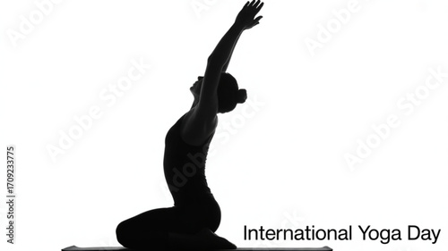 Yoga pose silhouette for international yoga day celebration and wellness activities with meditation and fitness 100