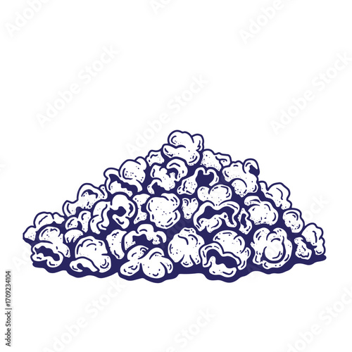 Vector illustration of a large pile of delicious popcorn in a retro hand drawn style