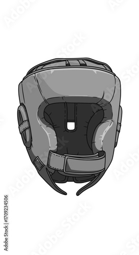 Gray Protective Headgear for Combat Sports.