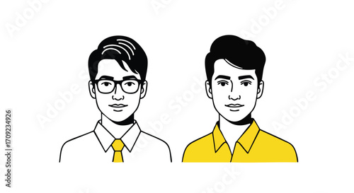 Two modern professional young men with different styles ready for business presentations or team collaboration