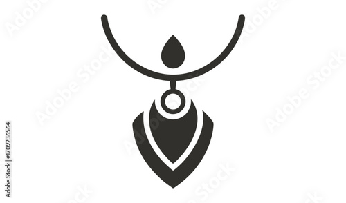 Elegant abstract pendant necklace symbol on a white background
