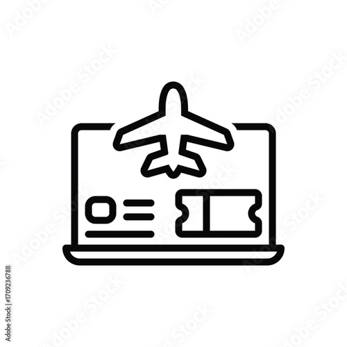 Black line icon for travel booking