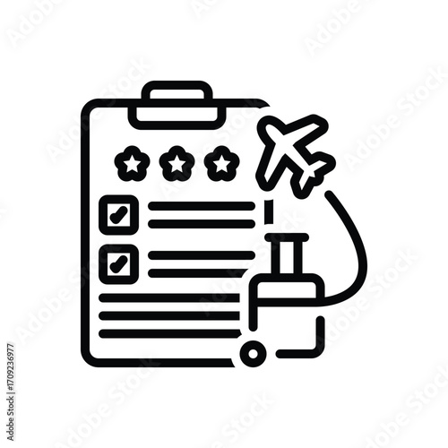 Black line icon for travel policy