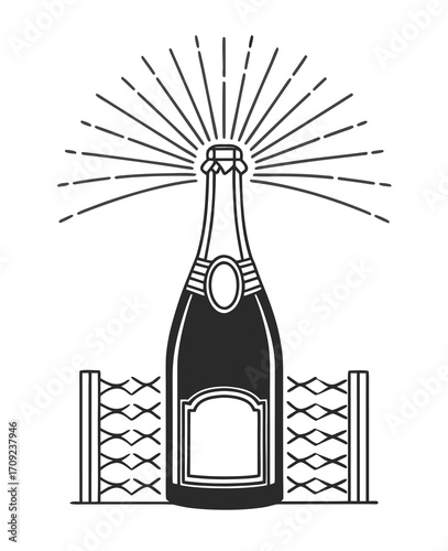 Elegant champagne bottle vector illustration perfect for wine celebration and festive occasions