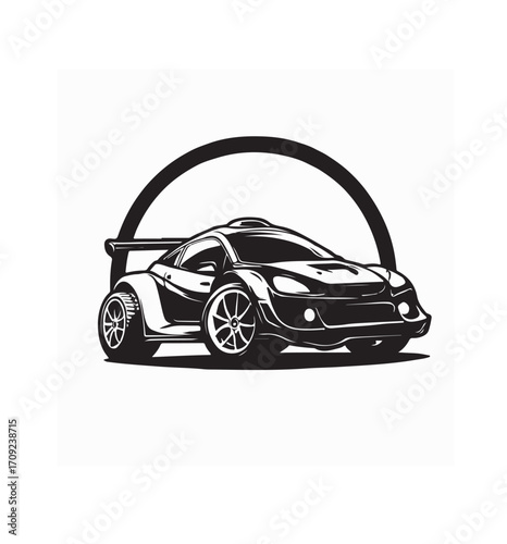 Rally Racing Car Tournament Logo Vector Illustration Isolated on White Background