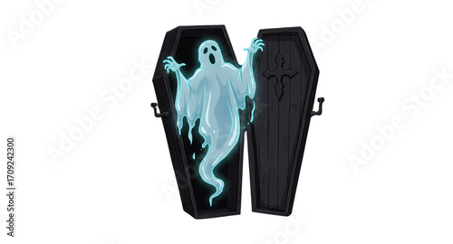 The ghost came out of the coffin.