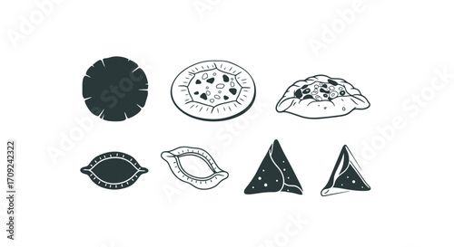 Diverse assortment of traditional pastries illustrations showcases culinary heritage and global cuisine. Ideal for food blogs, recipe books, and cultural event promotions.