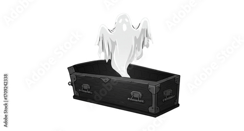The ghost came out of the coffin.