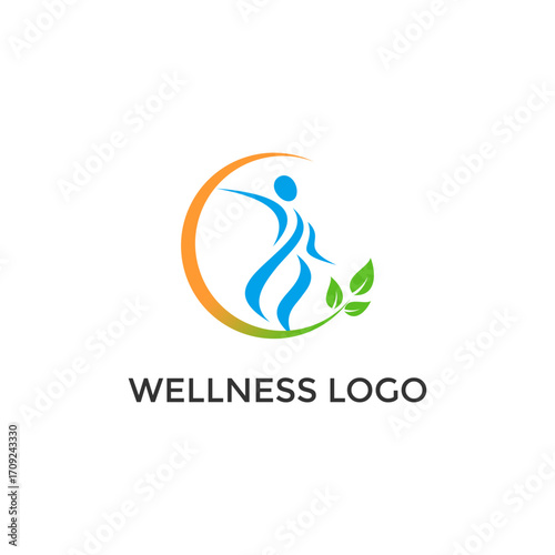 Wellnes logo template. Green life
