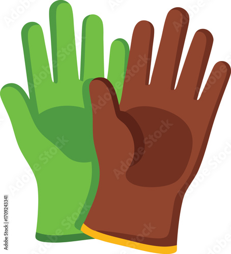 Garden Gloves Pair Minimalist Illustration