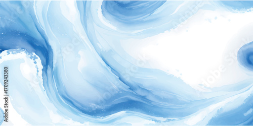 Smooth artistic waves of soft blue silk create a flowing abstract background