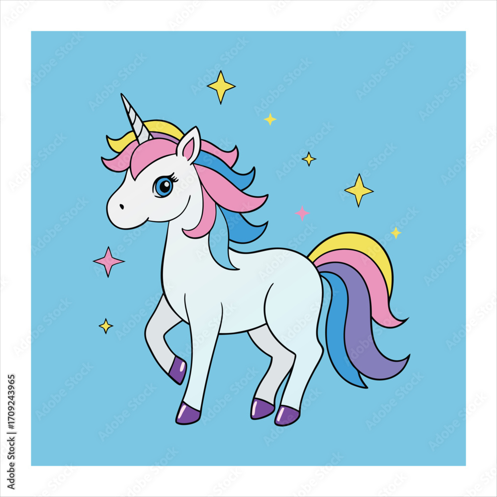 Fototapeta premium Cute unicorn on vector illustration