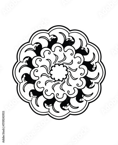 Elegant mandala design with intricate swirl patterns creating a calming meditative visual experience