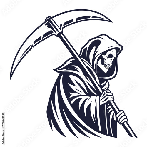 Grim reaper with scythe for halloween design