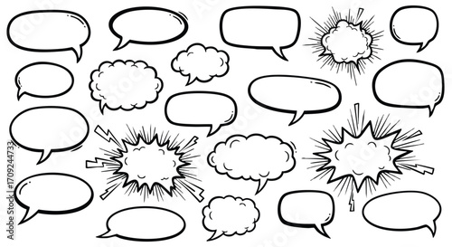 Create dynamic comics with these speech bubbles, great for expressive dialogue and engaging visual stories