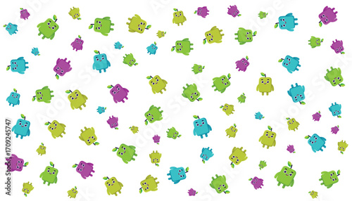 Cute Box Monster Background Pattern Vector
