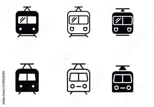 metro rail icon set vector