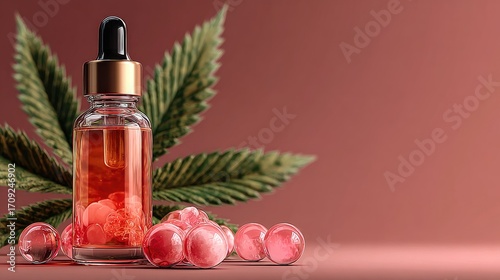 Cannabis-infused serum, pink spheres