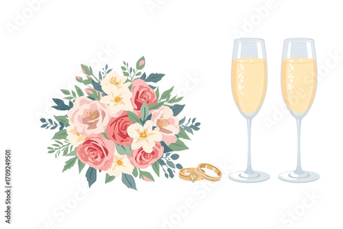 champagne and flowers