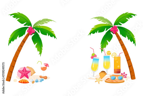 set of tropical island icons