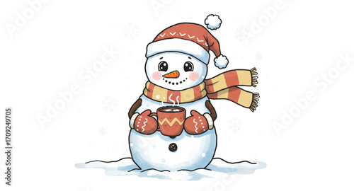 snowman with red hat and scarf