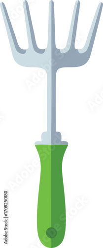 Hand Rake Garden Tool Minimalist Illustration
