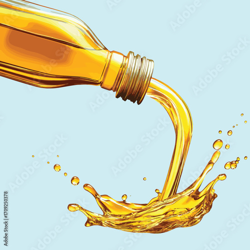 pouring motor oil , vector style simple color