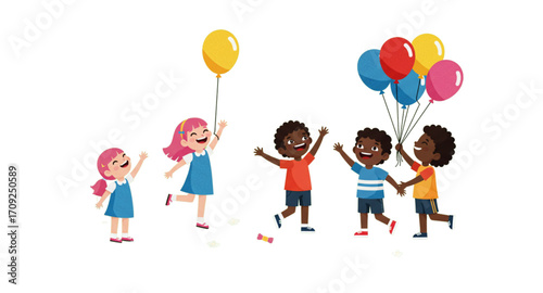 children with balloons