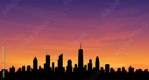 sunset over the city