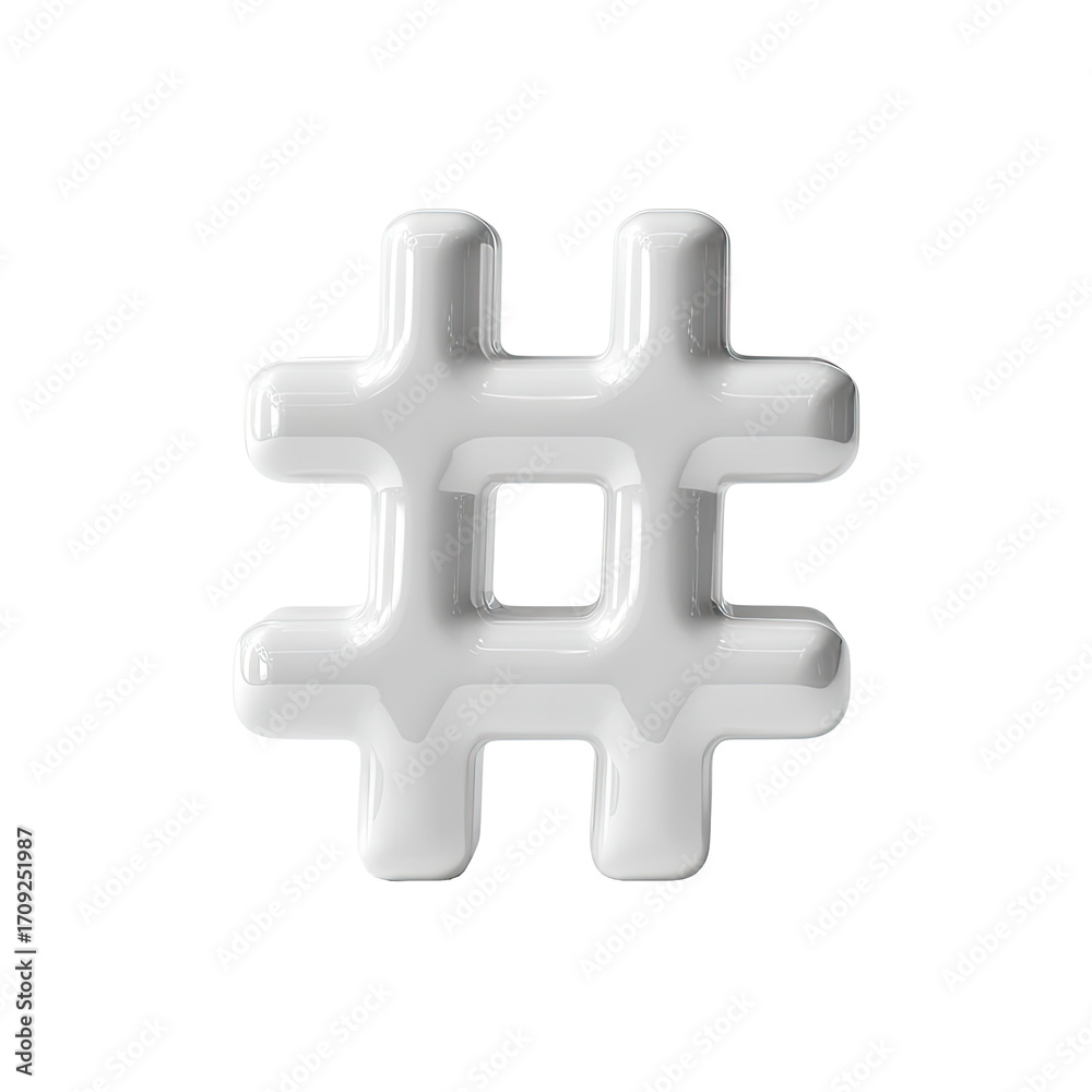 Obraz premium White, 3D hashtag symbol