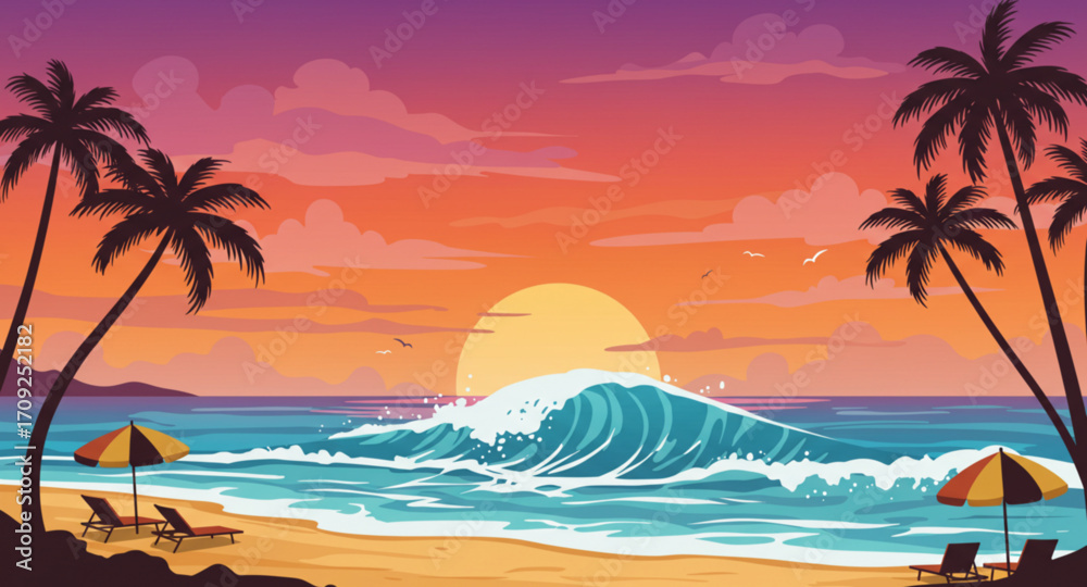 Obraz premium tropical beach with palm trees